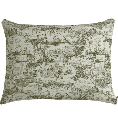 green french toile dog pet bed pillow cushion 