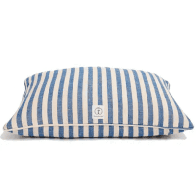 rustic blue and cream stripe pet bed