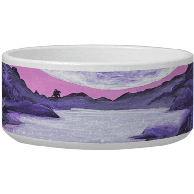 purple mountain dog bowl