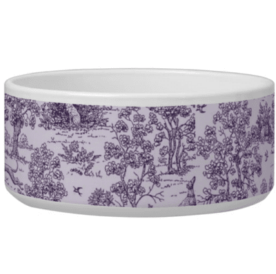 purple toile dog bowl