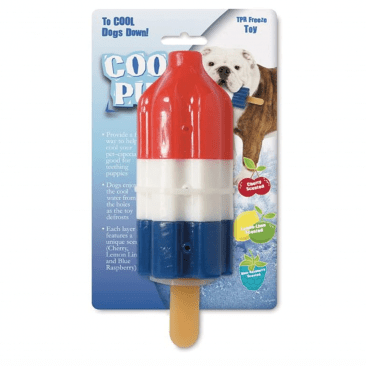 rocket blow pop dog toy red white blue cool cold ice