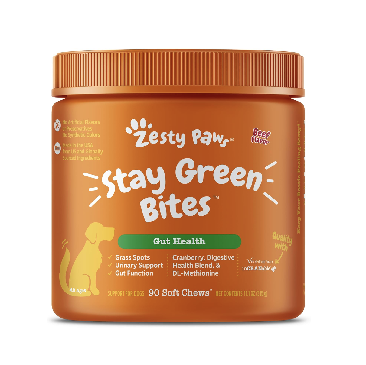 zesty paws stay green bites for pet's gut health