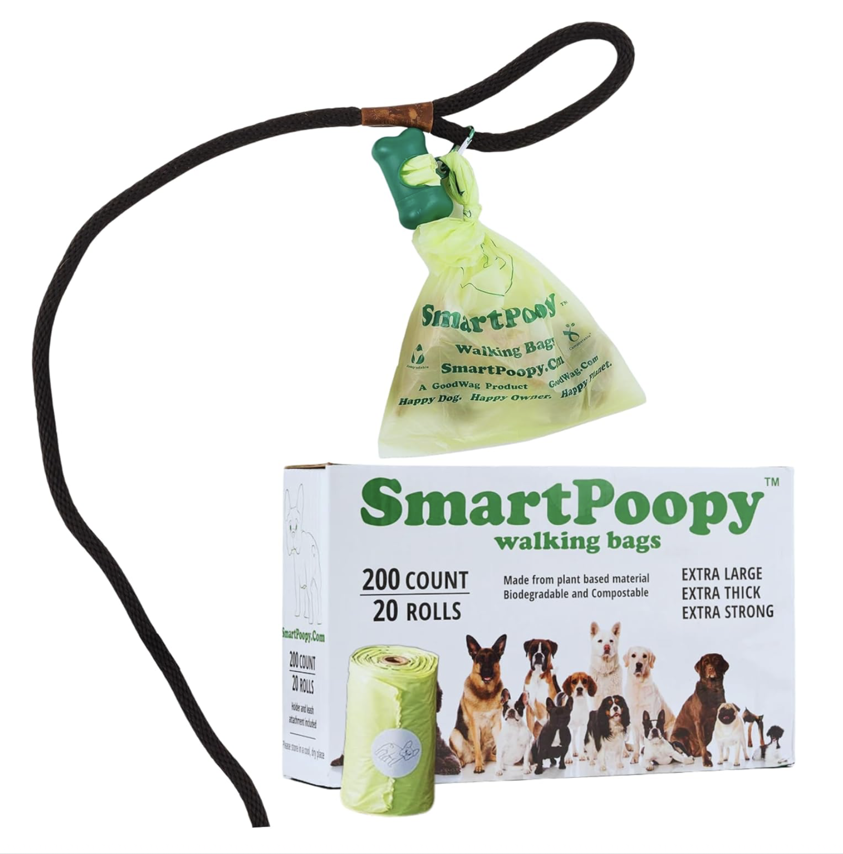 SmartPoopy walking bags 200 count - 20 rolls