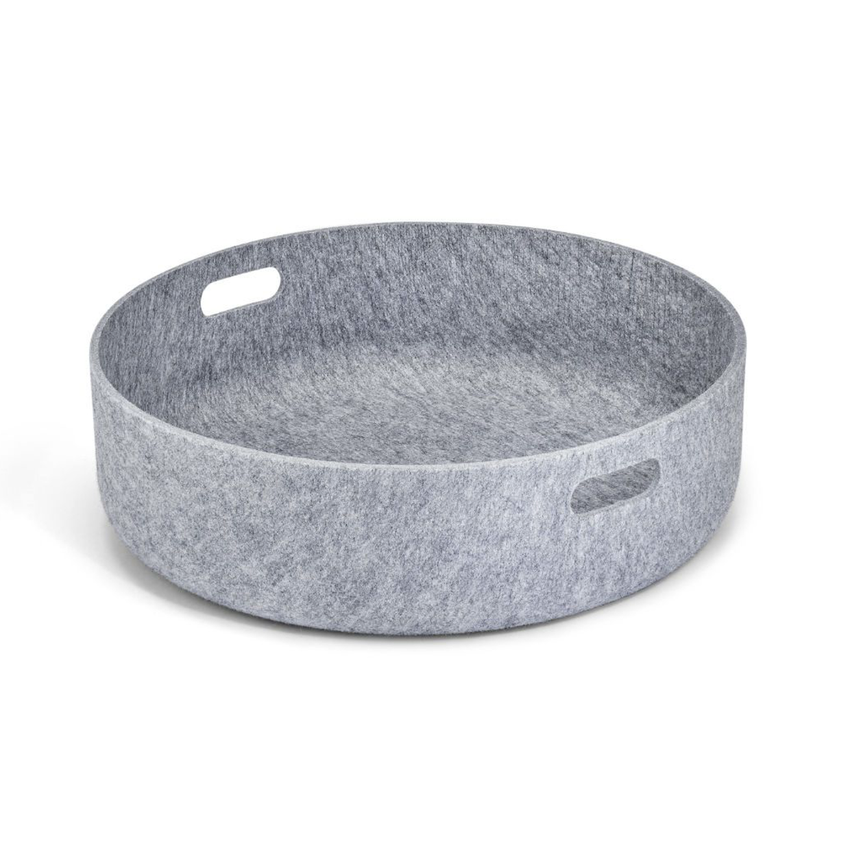 grey shallow basket with handles