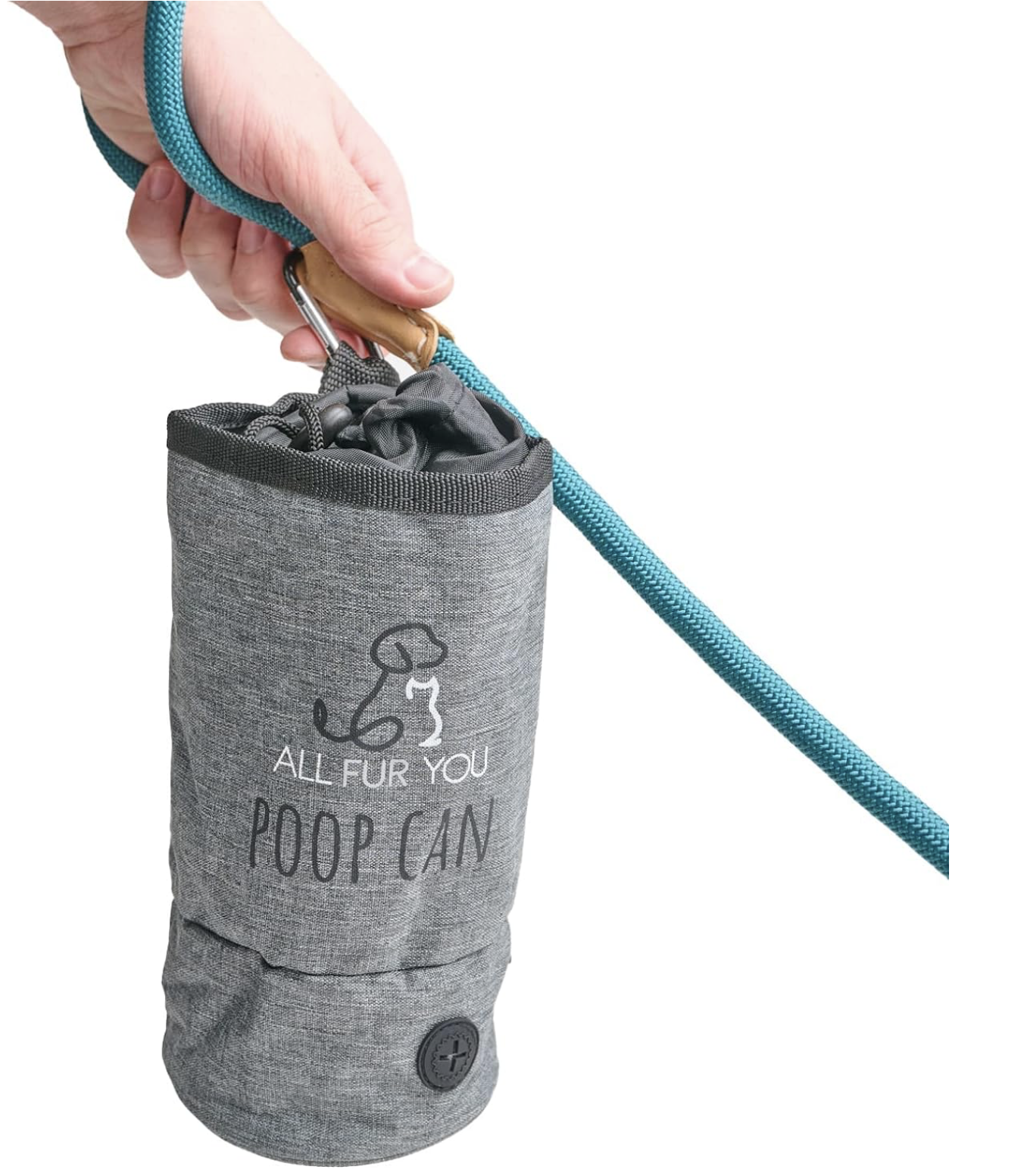 poop portable trash can leash attachment