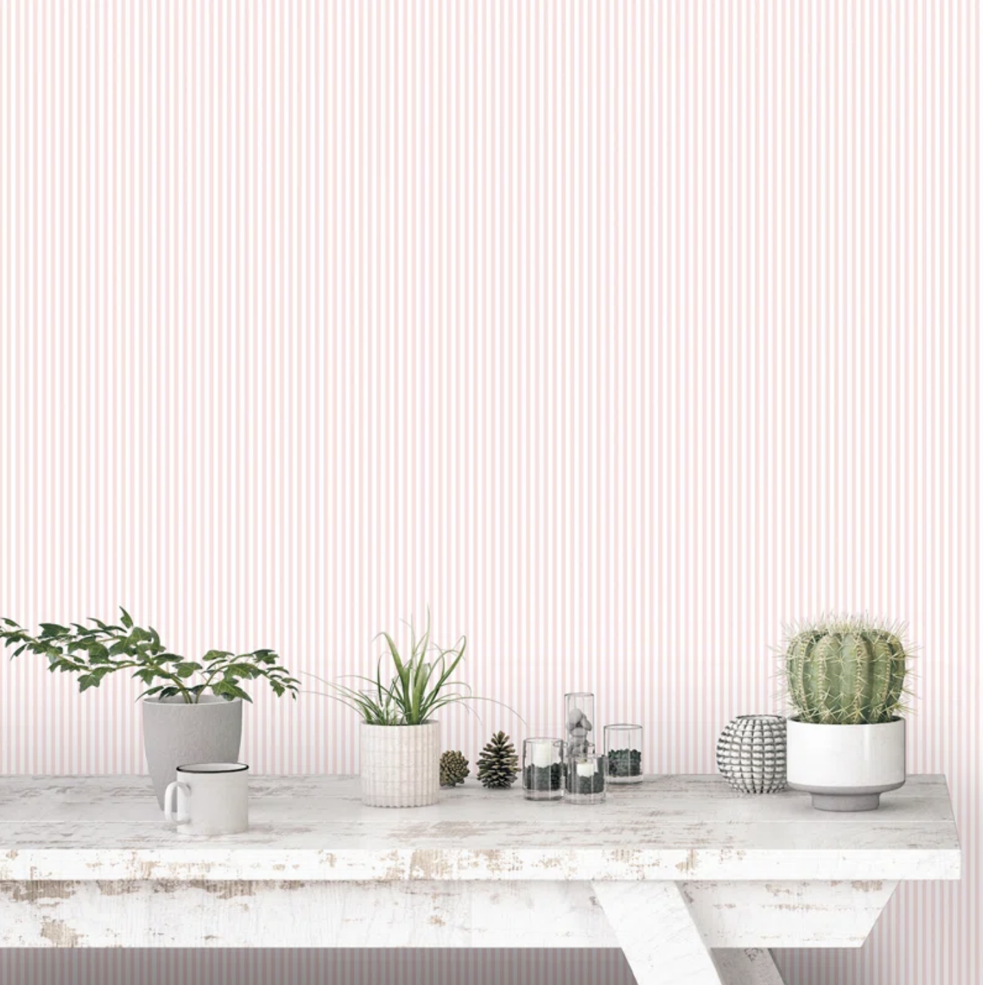 light pink and white striped wallpaper