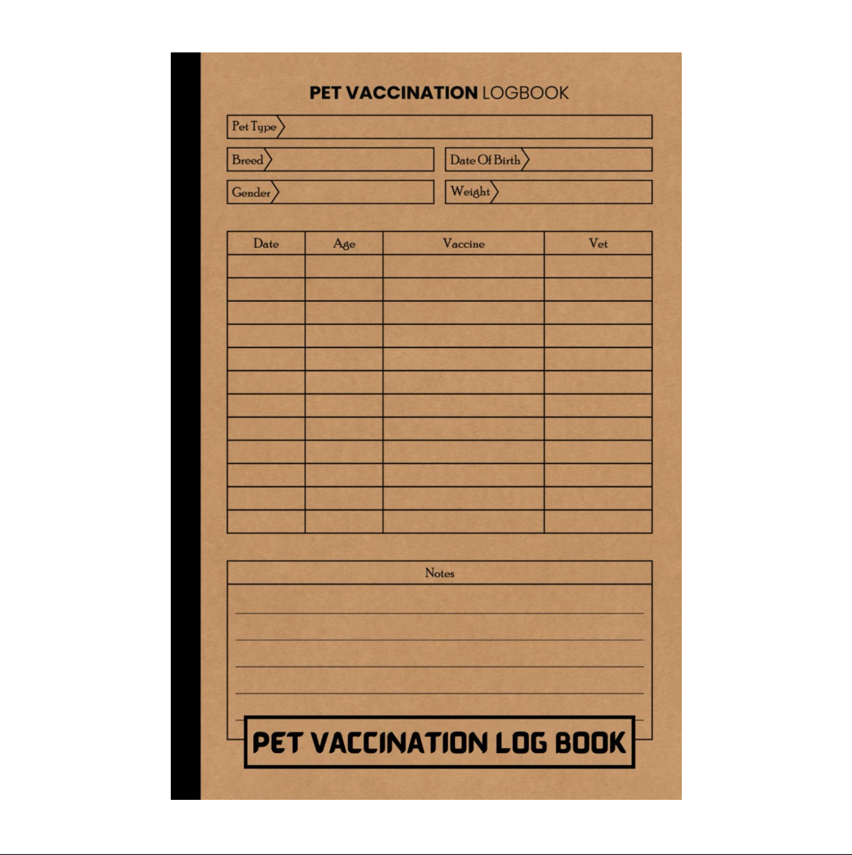 pet cat kitten vaccine journal log book 