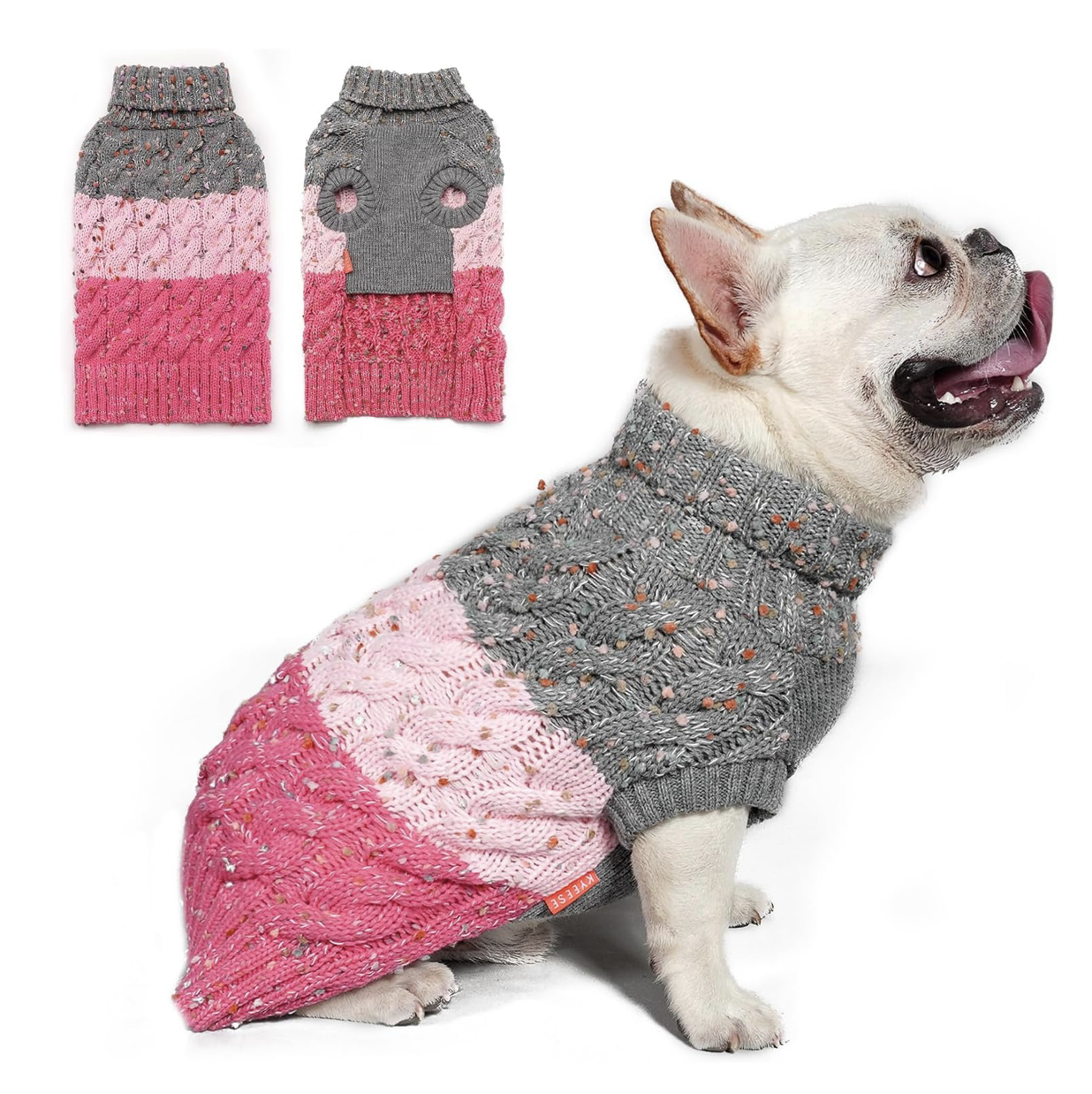 pink and grey dog sweater