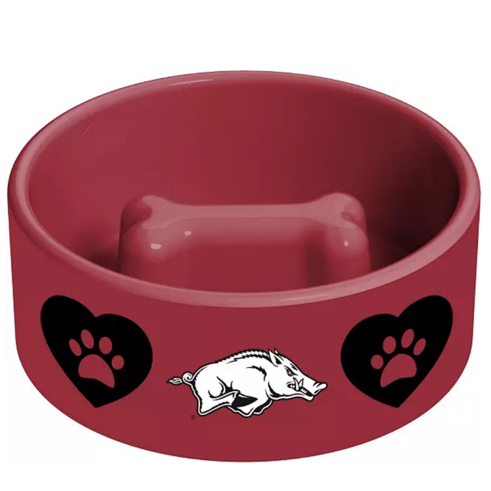 arkansas razorback dog food bowl