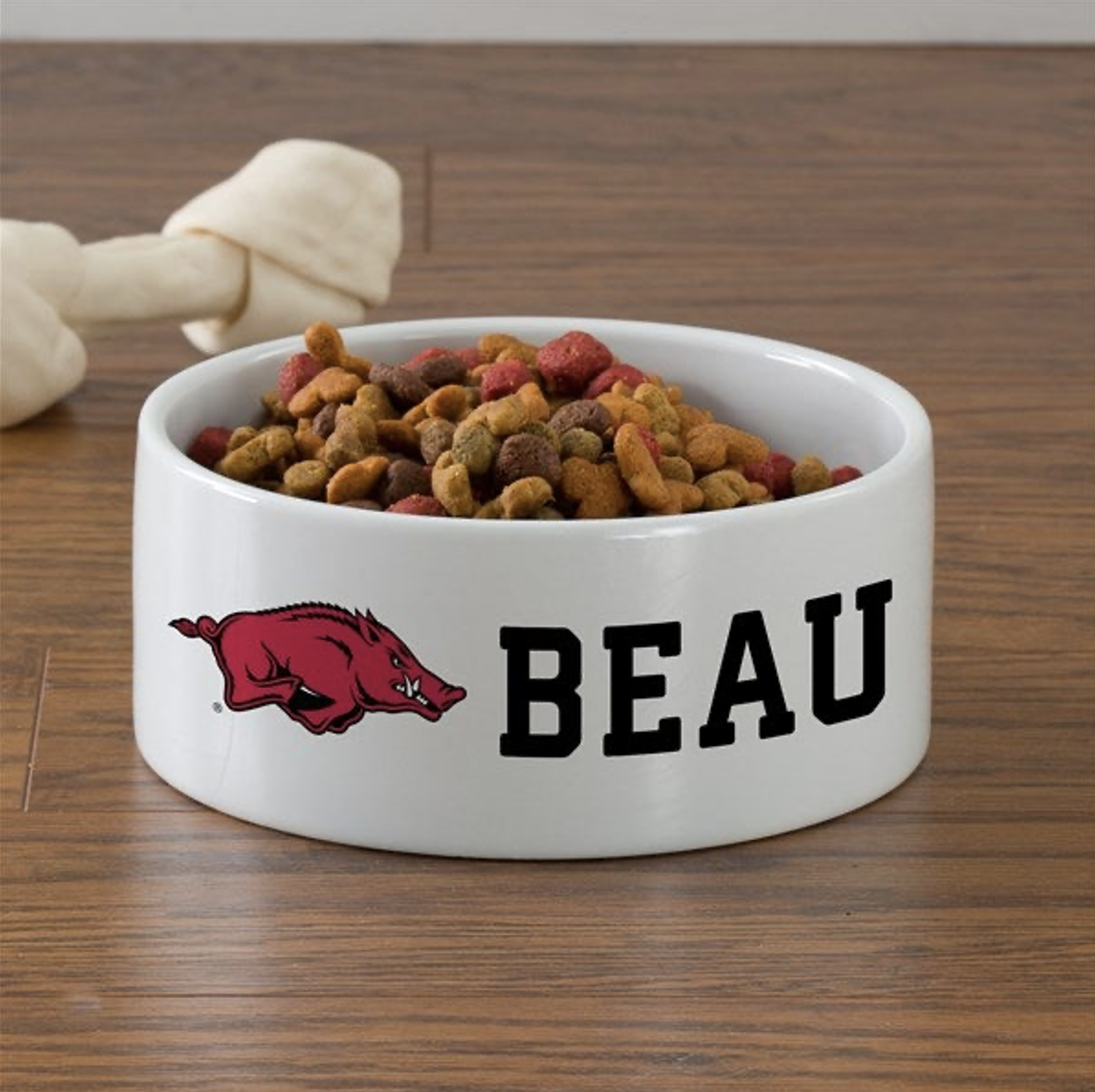 personalized arkansas razorback dog food bowl