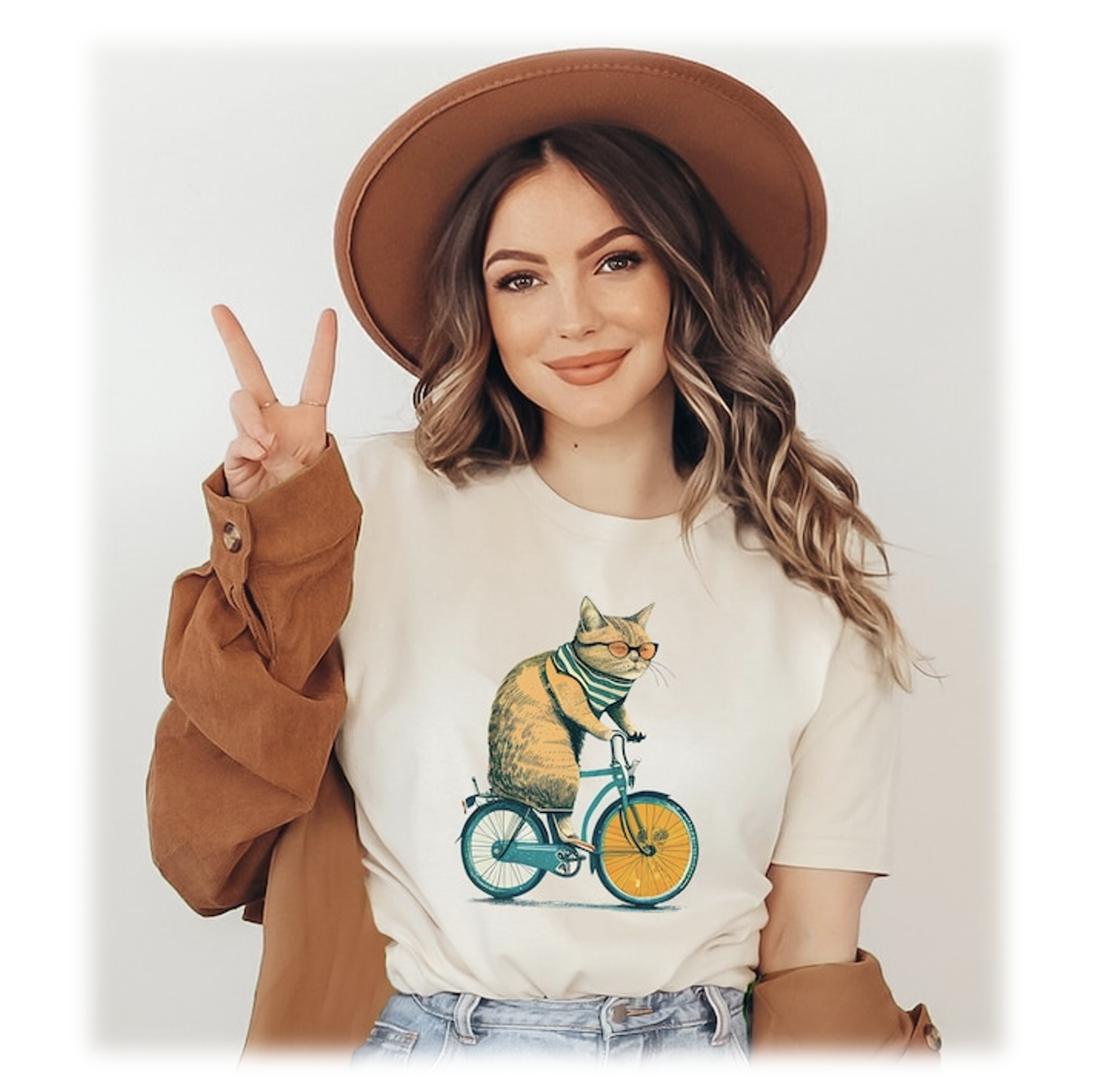 cat on bike shirt 