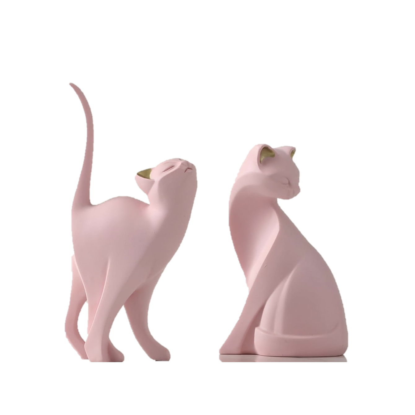 retro vintage pink cat statues