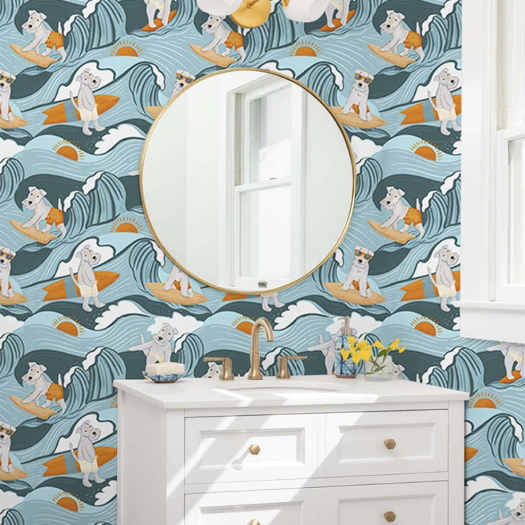 dog pet bathroom wallpaper 