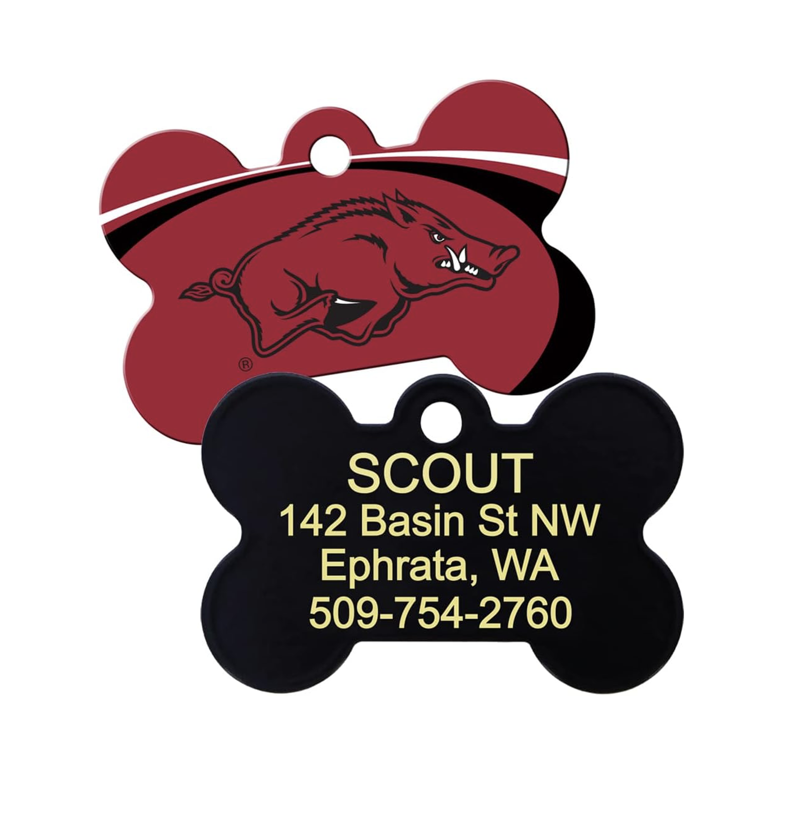 razorback logo customized pet tag