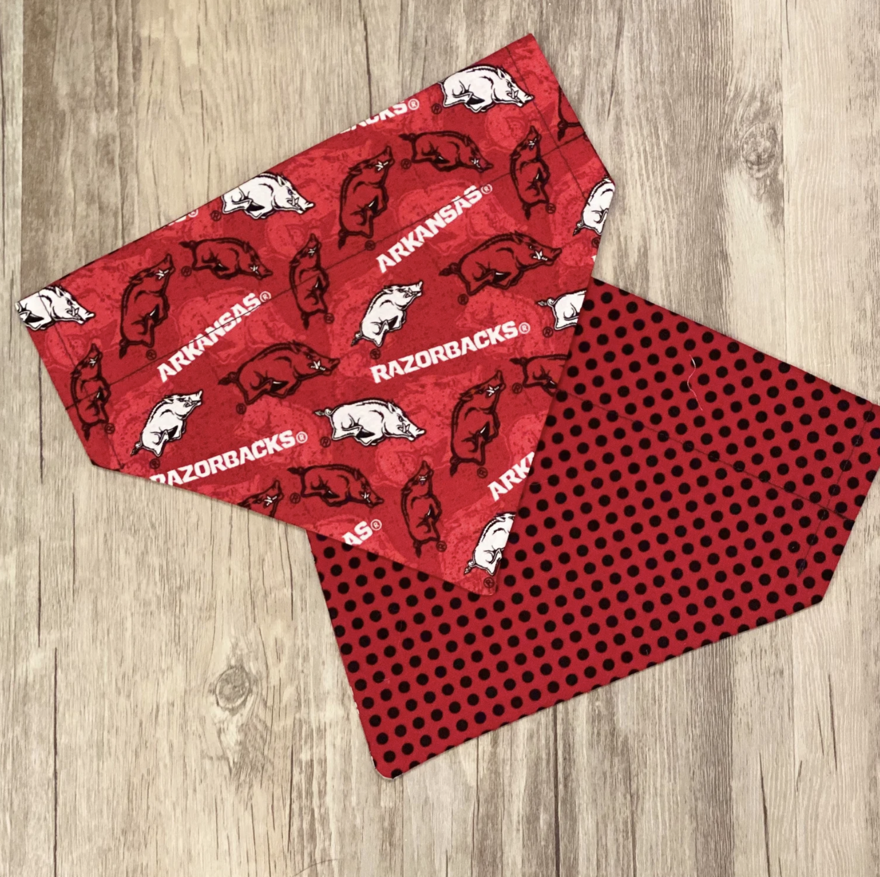 reversible dog scarf razorbacks