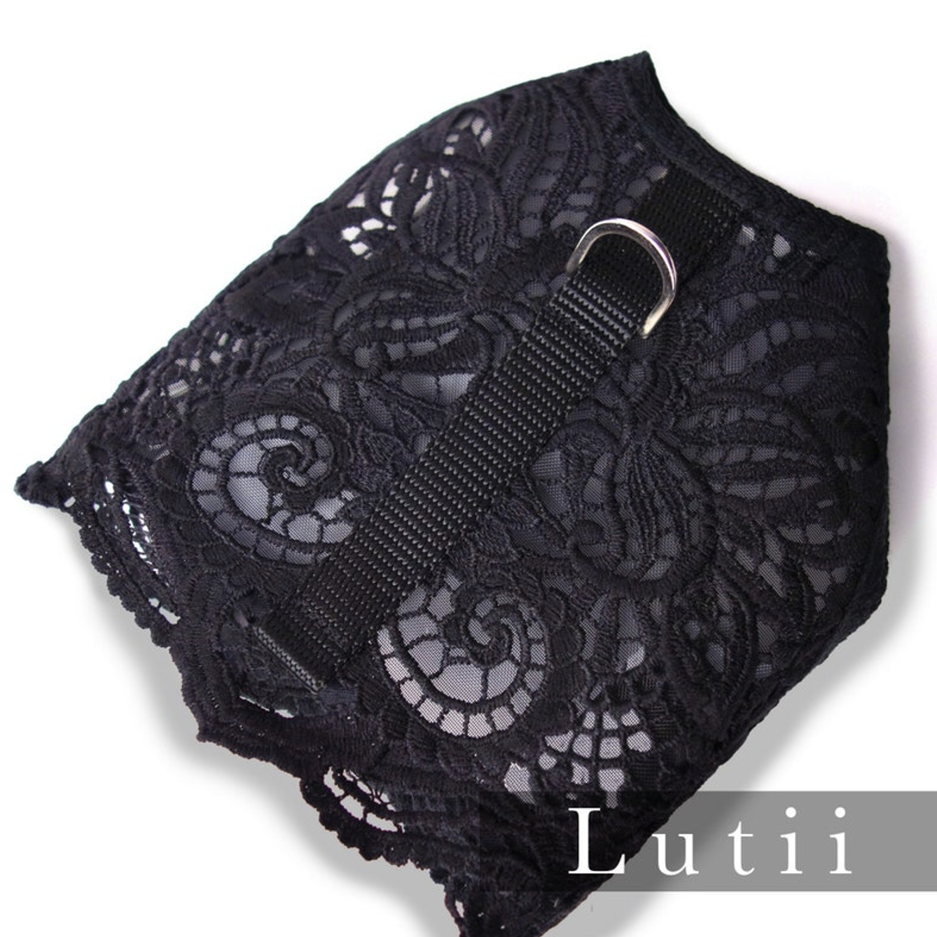 black lace dog harness 