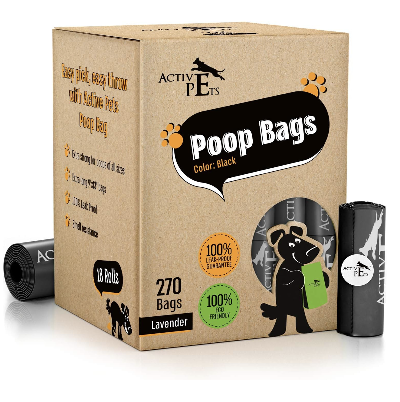 black dog poop bags