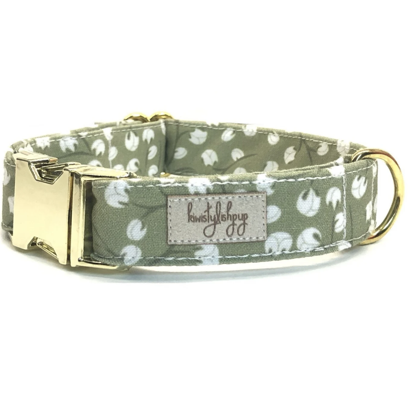 country western austin dog collar green floral 