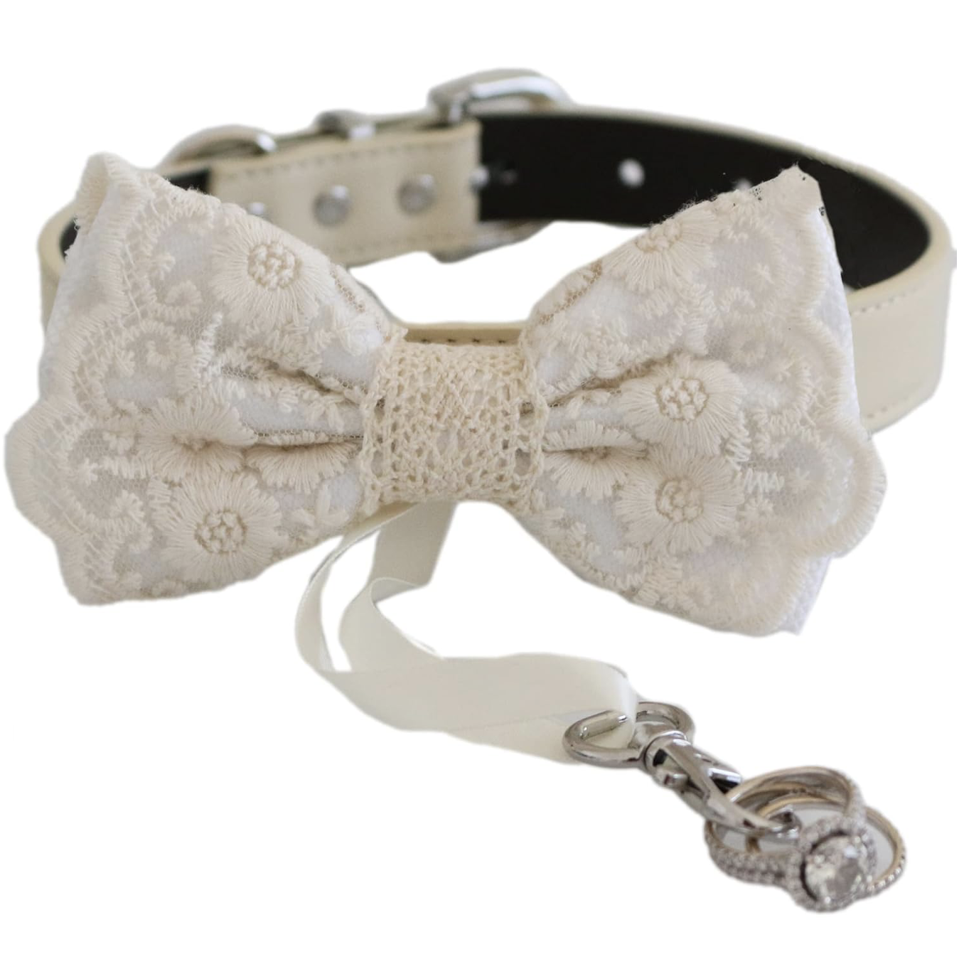 country lace vintage boho dog cat pet collar wedding pretty  white 