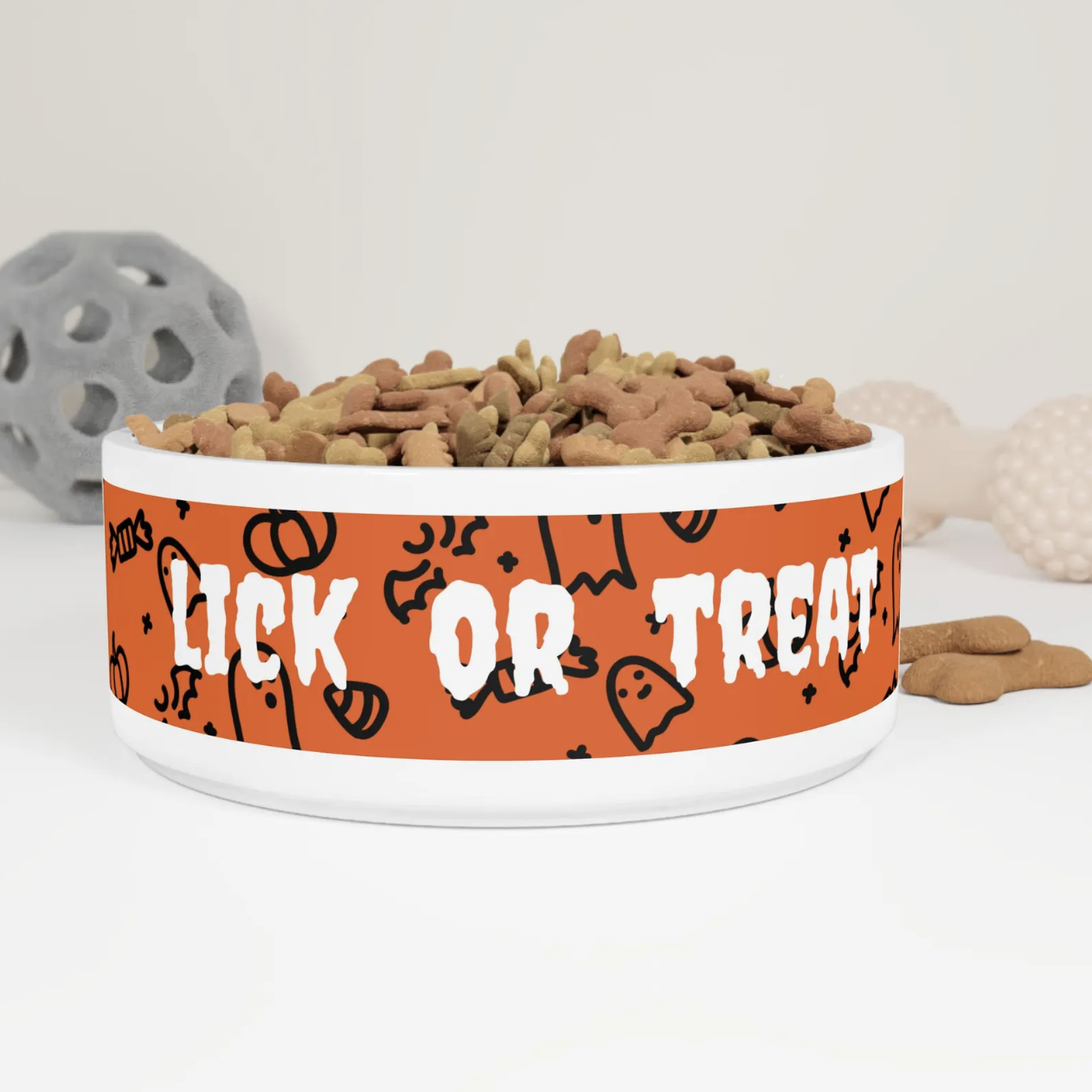 lick or treat gift dog Halloween decor  bowl