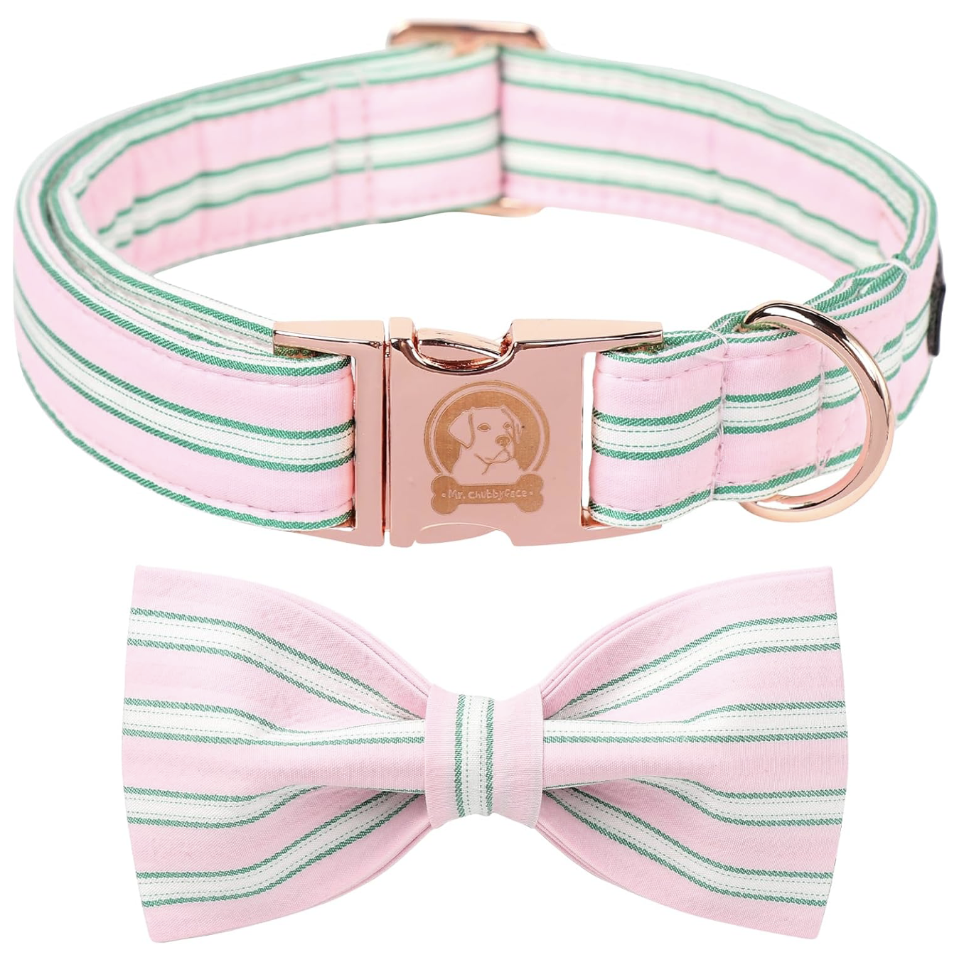 stripe pink green dog collar 