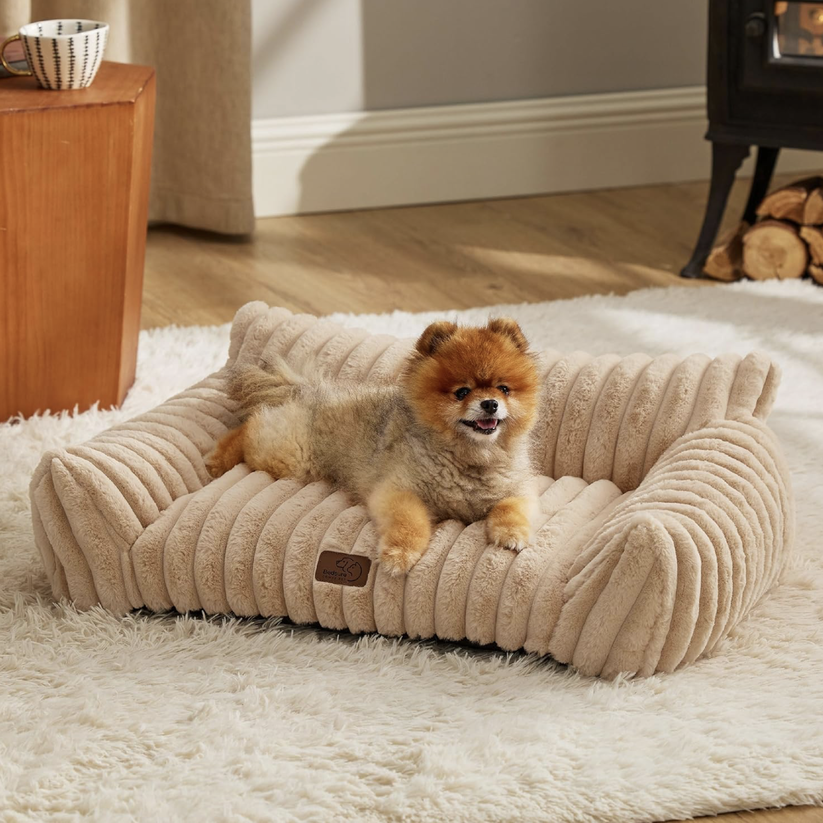 Tan Cozy Dog Bed Sofa