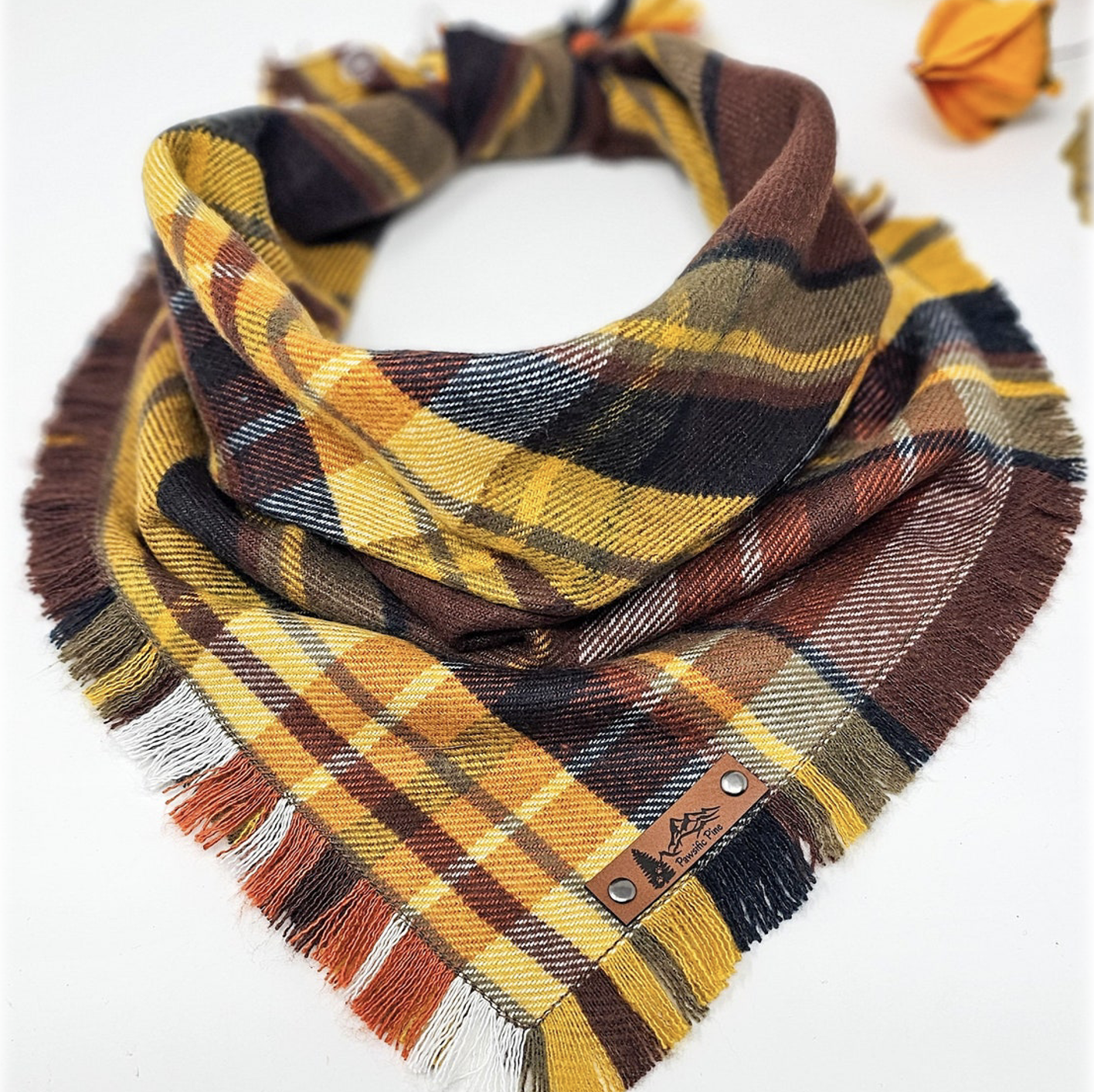 Fall Plaid Dog Winter Scarf