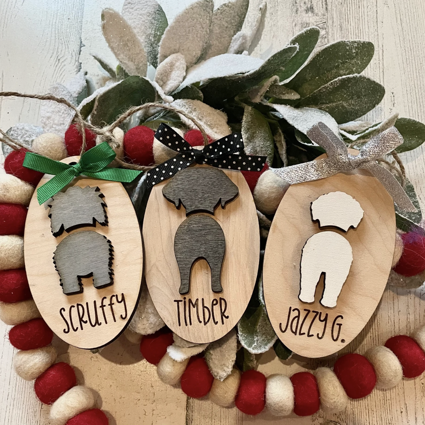 Customizable Wood Dog Ornament