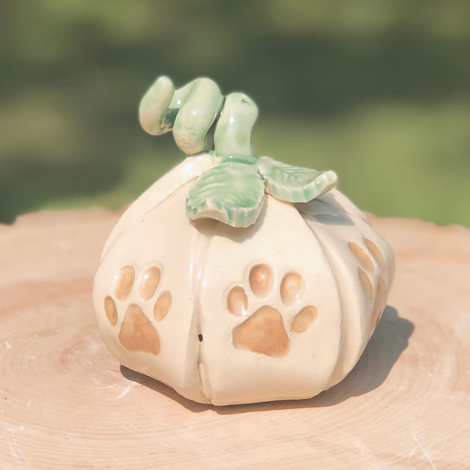 Paw Print ceramic Pumpkin decor