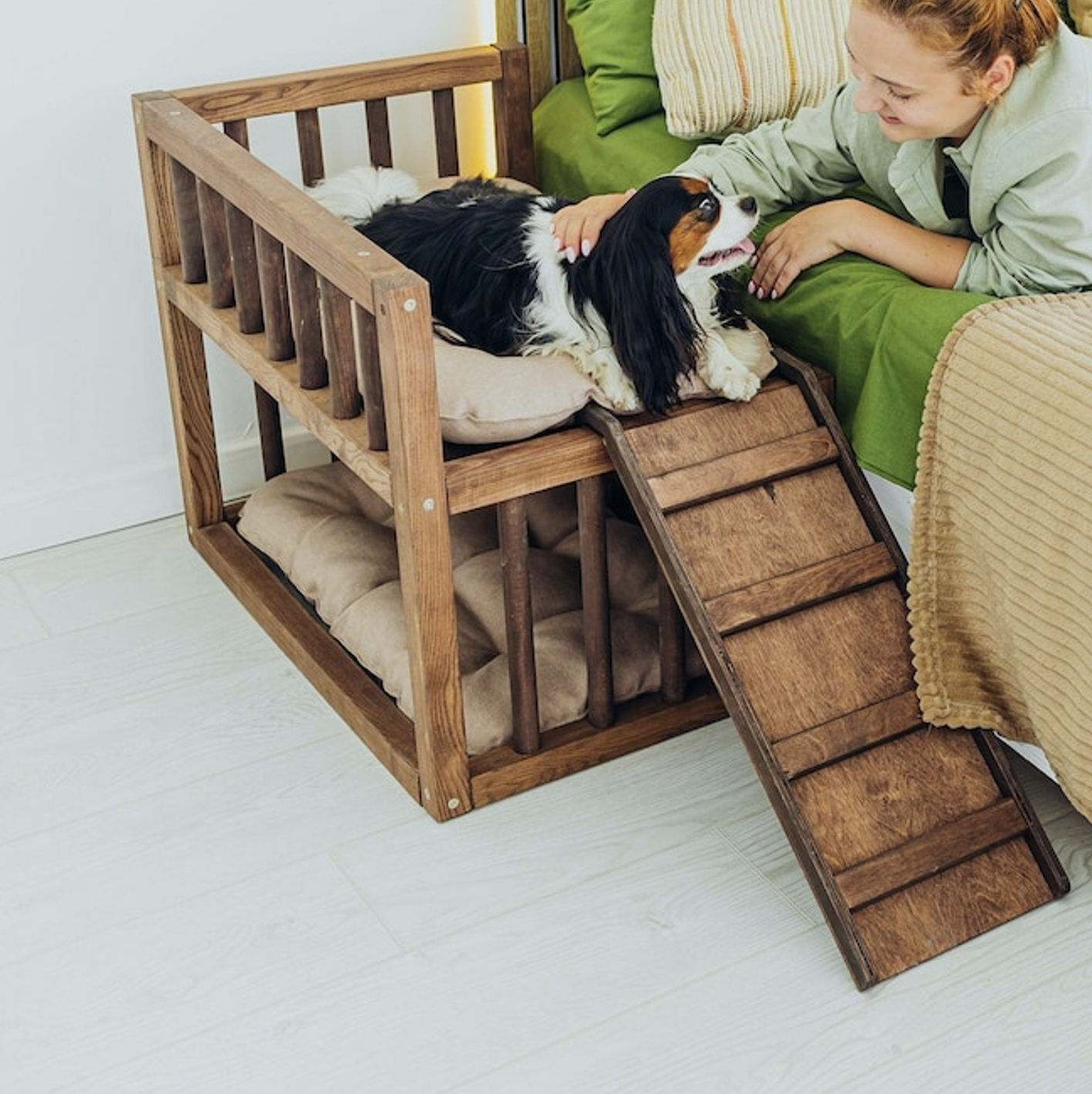 Rustic Wood Pet Bunk Beds