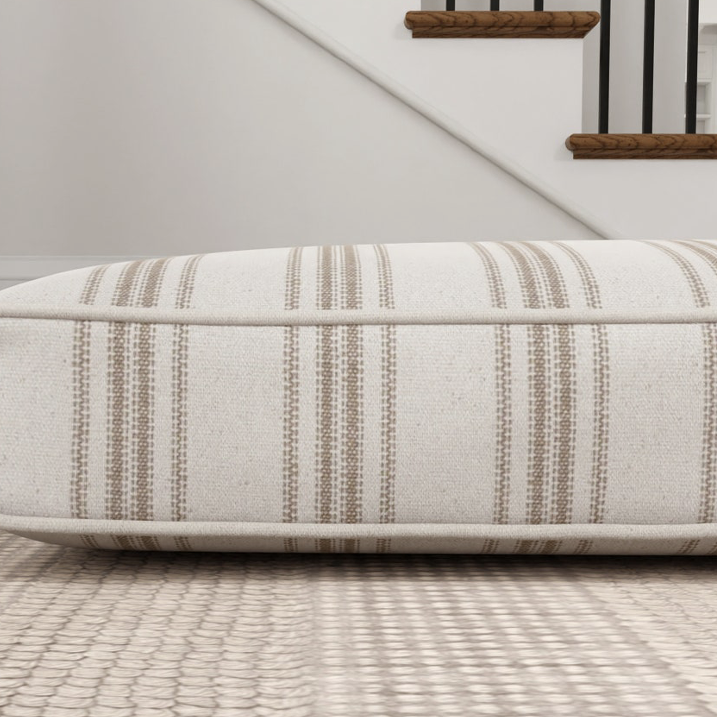 Tan Stripe Dog Bed