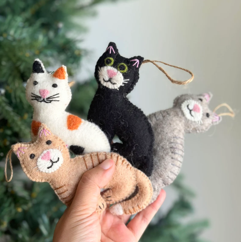 Felt Christmas Cat Ornaments