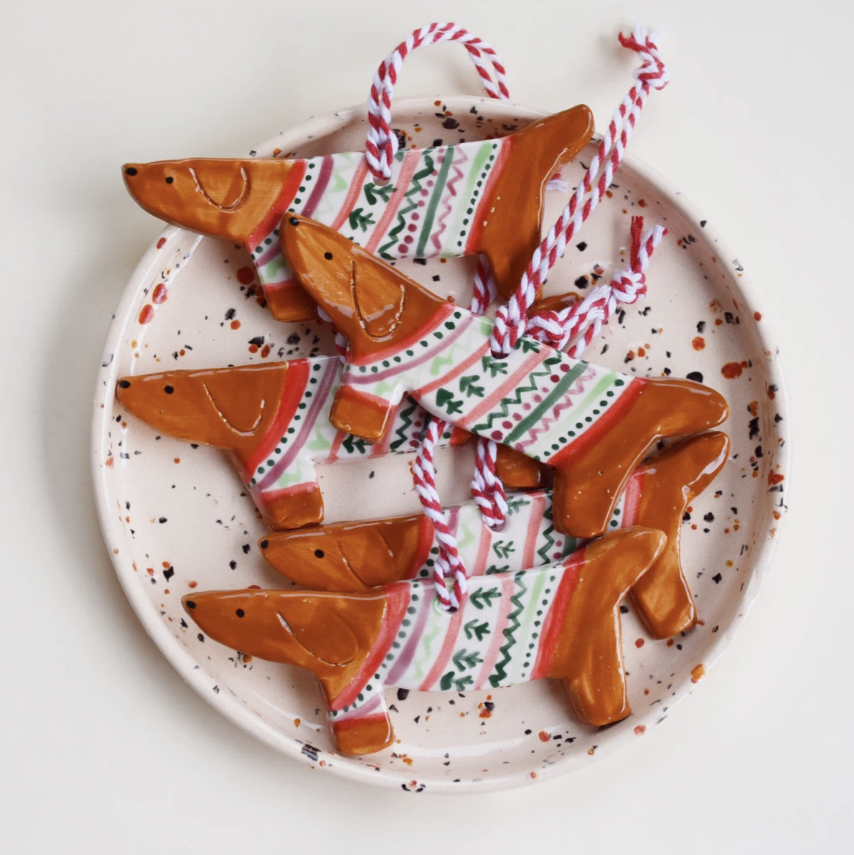 Handmade Dachshund in Ugly Christmas Sweater Dog Cookie Ornaments