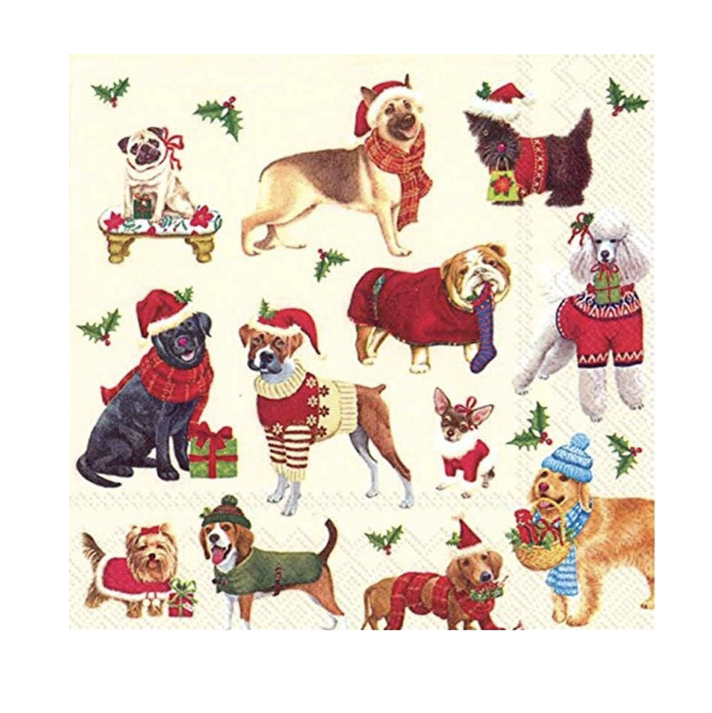 pug Christmas napkins 