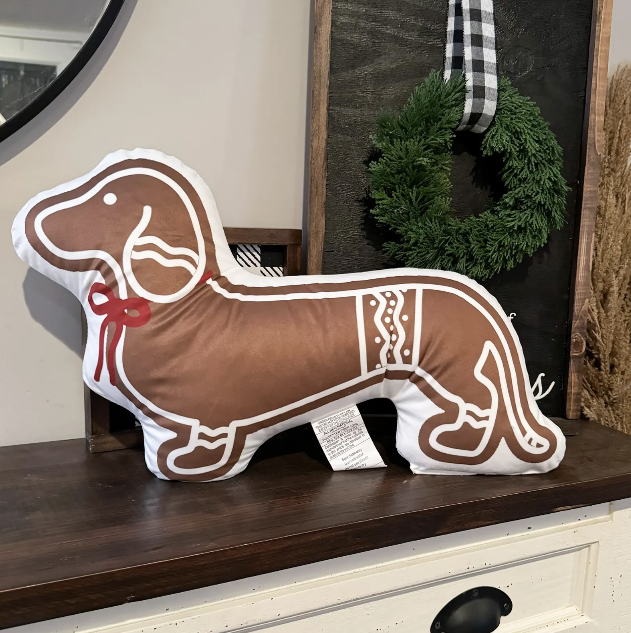 gingerbread dog pillow 