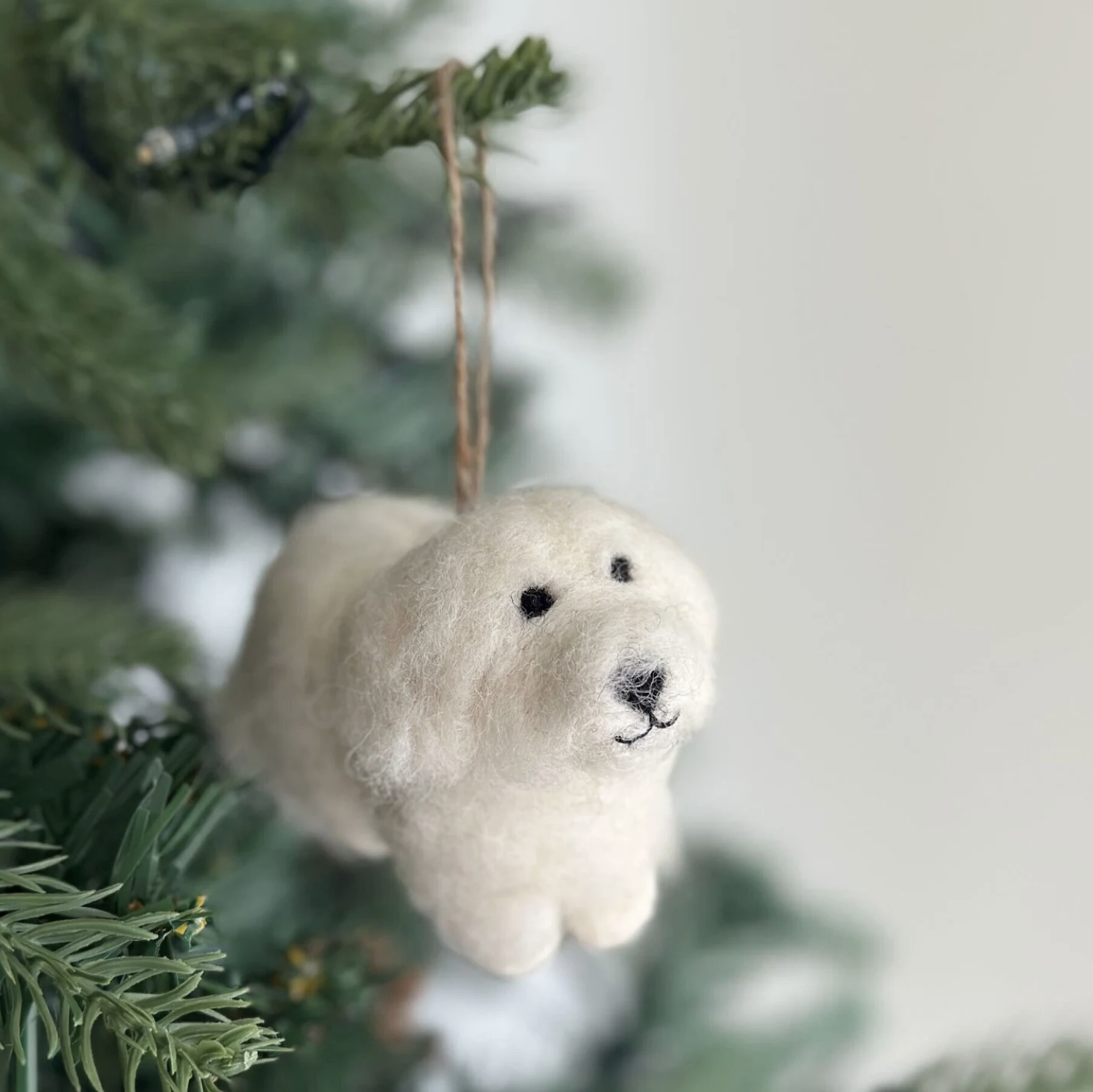 White Dog Felt Ornament