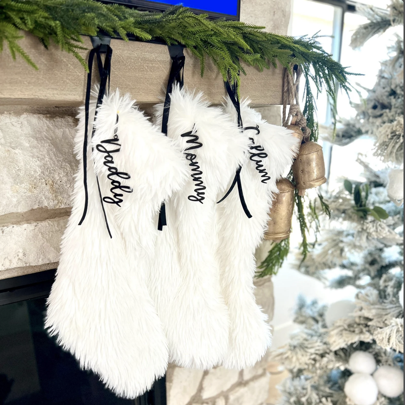 Faux Fur White Christmas Stockings