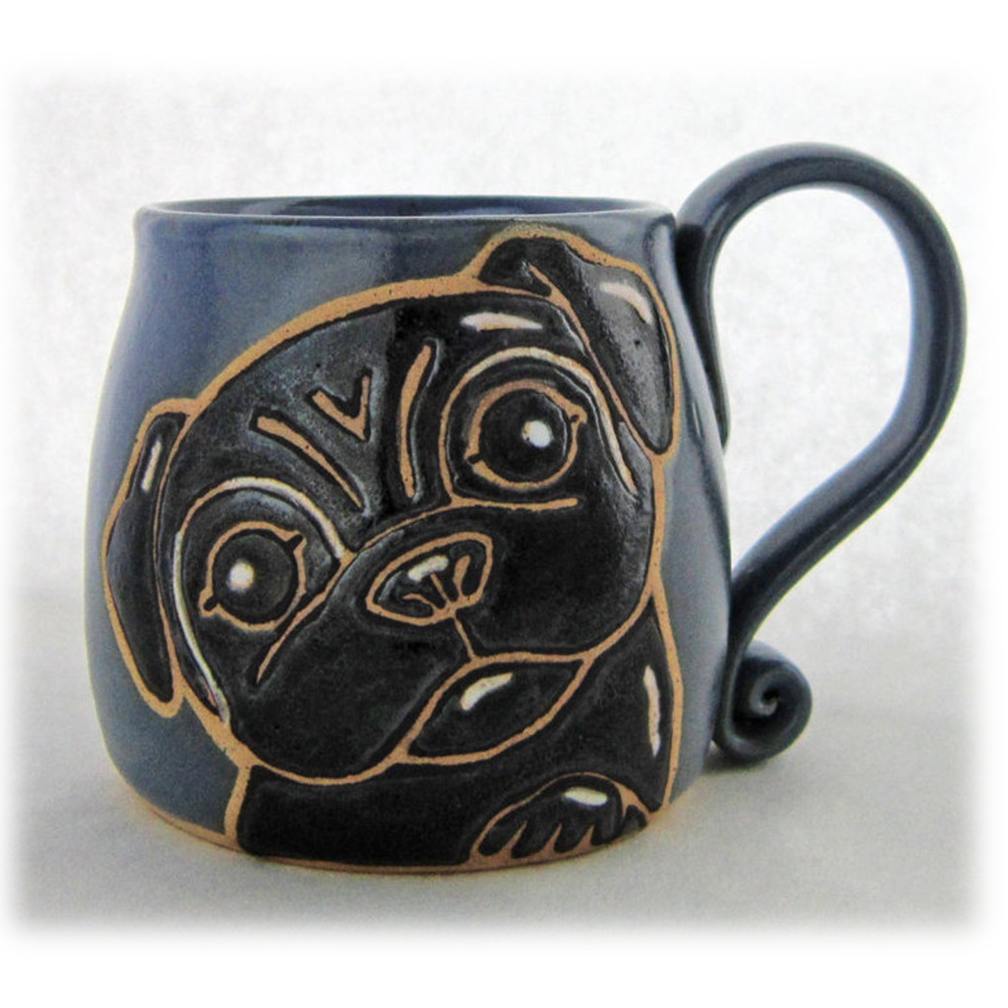 Blue Ceramic Pug Mug