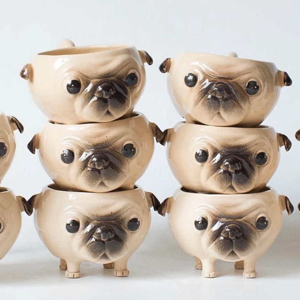 handmade pottery mug pug gift 