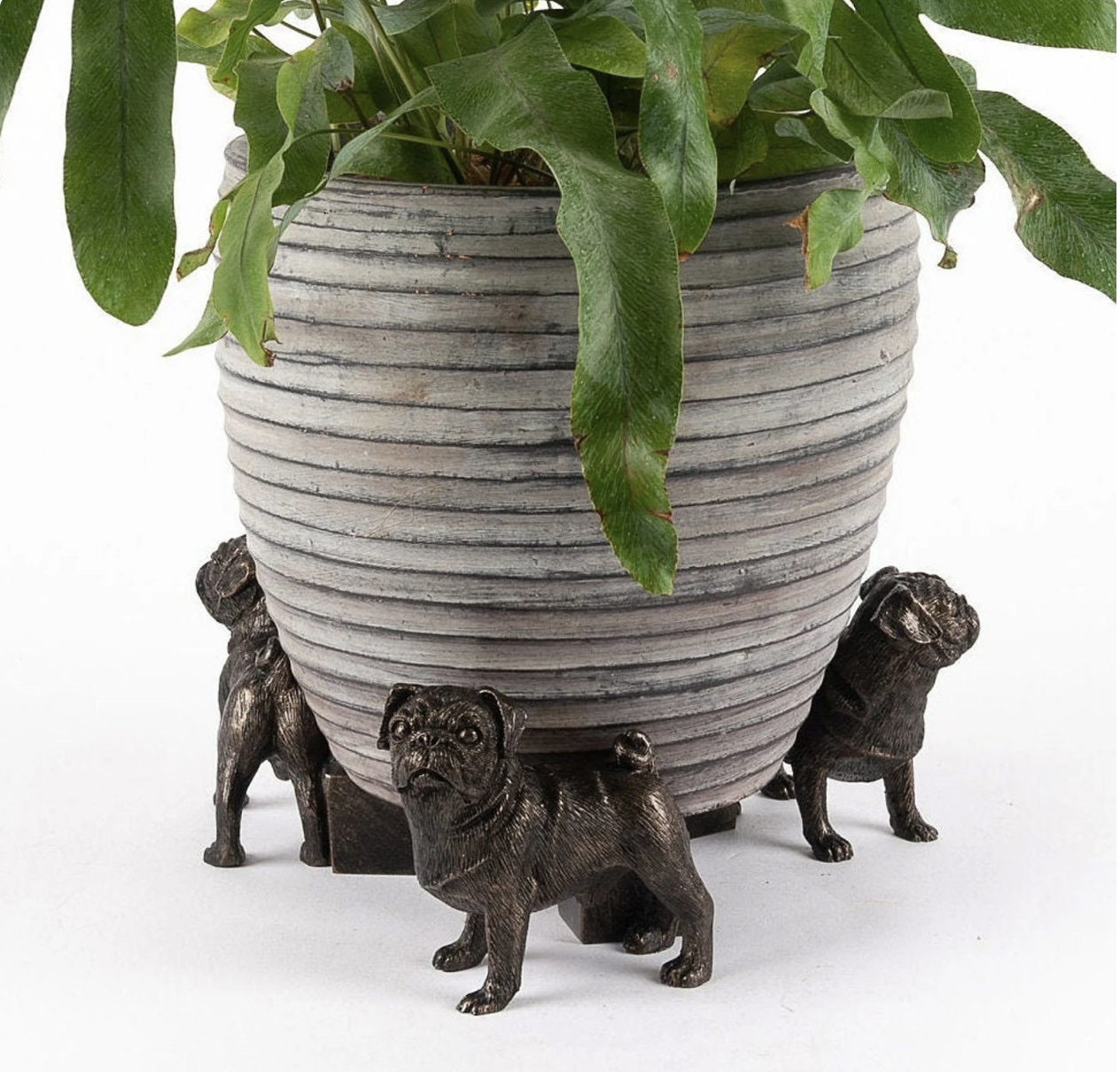 Antique Bronze Pug Plant Stand