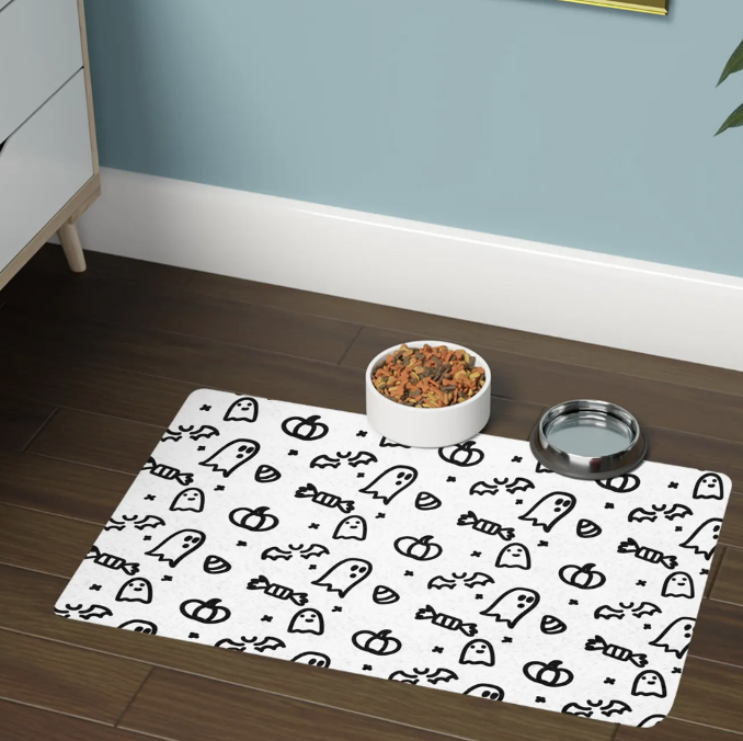 bat ghost dog pet food mat