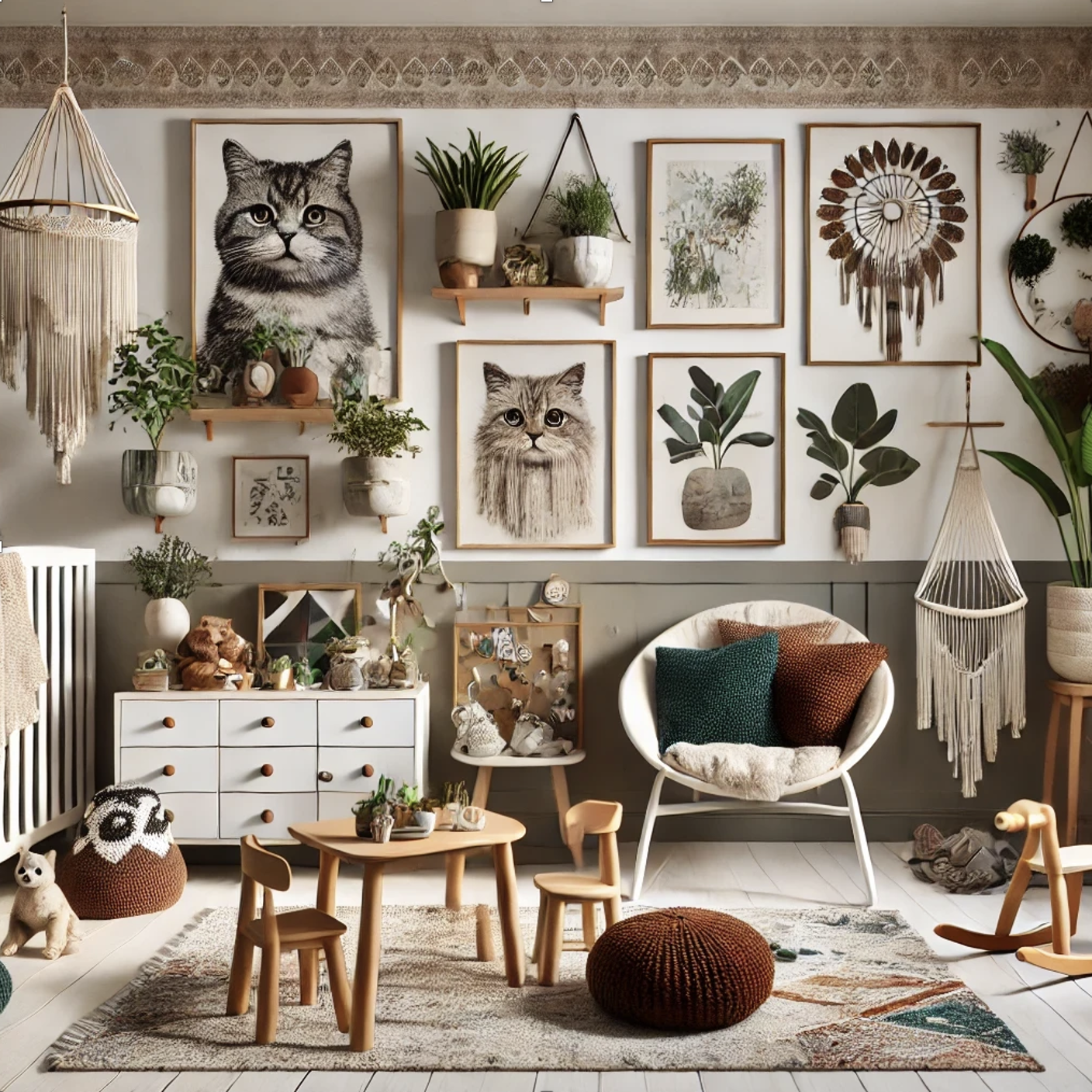 eclectic cat nursery decor boho 