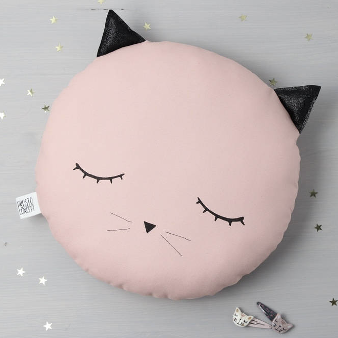 pink boho cat pillow for nursery