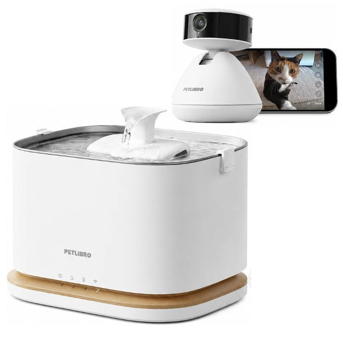 pet water fountain and camera 