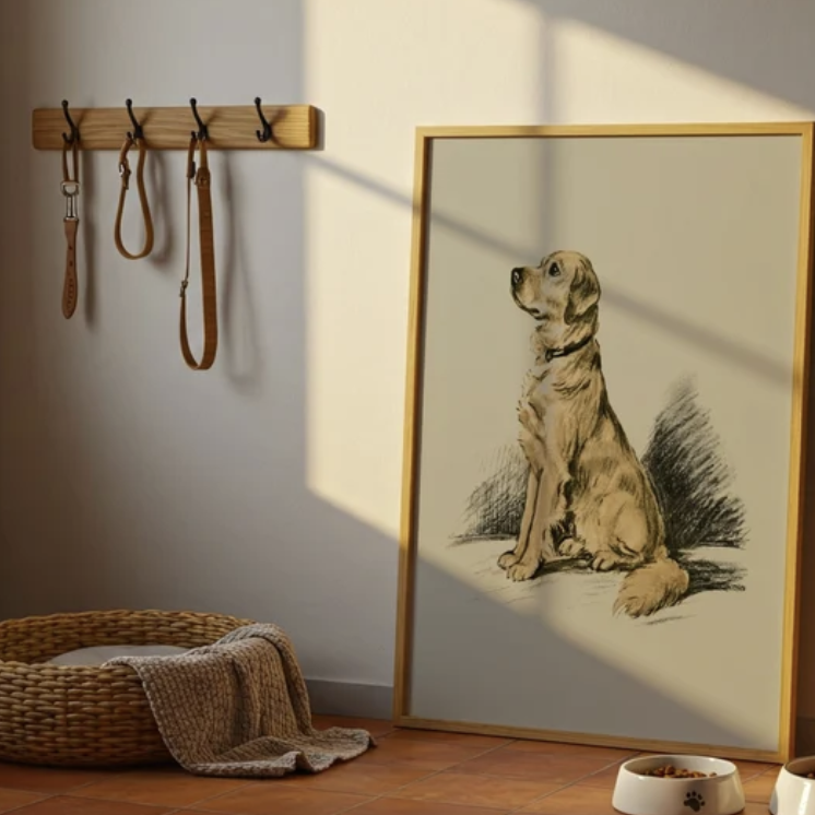 classic yellow lab labrador dog art for nursery 