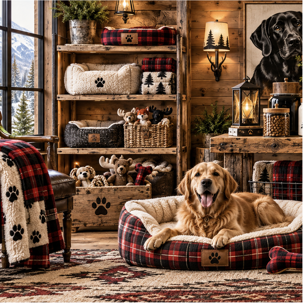 lodge rustic pet bed