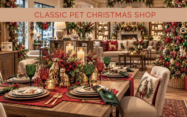 Classic Pet Christmas Tabletop Ornaments Red Green Feature