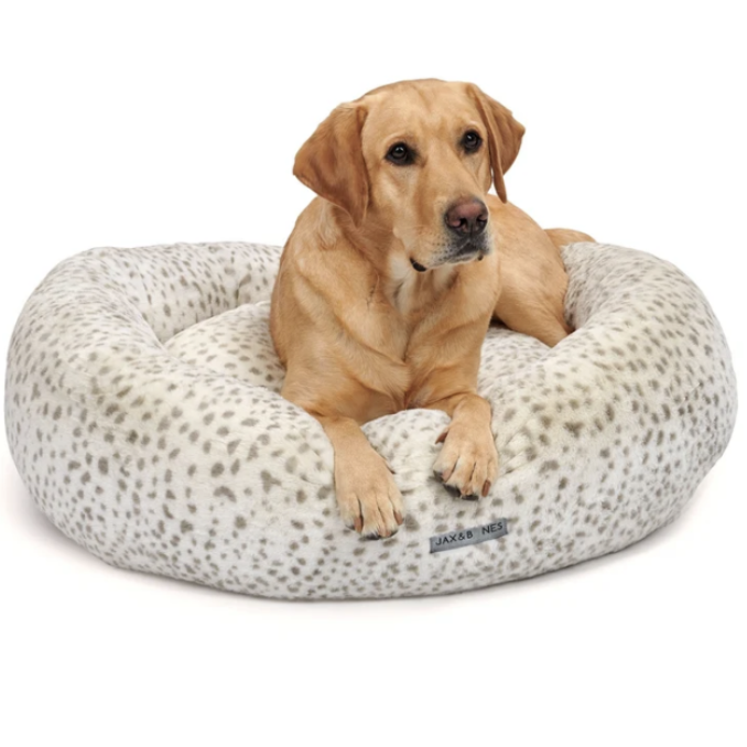 Cheetah donut dog bed faux fur