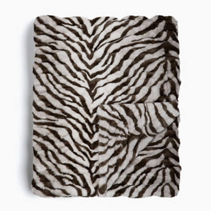 Faux fur zebra pet blanket