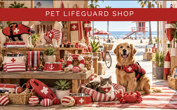 Pet lifeguard gift and apparel shop feature
